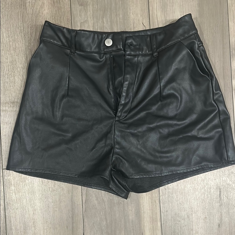 Black Leather Women's Shorts